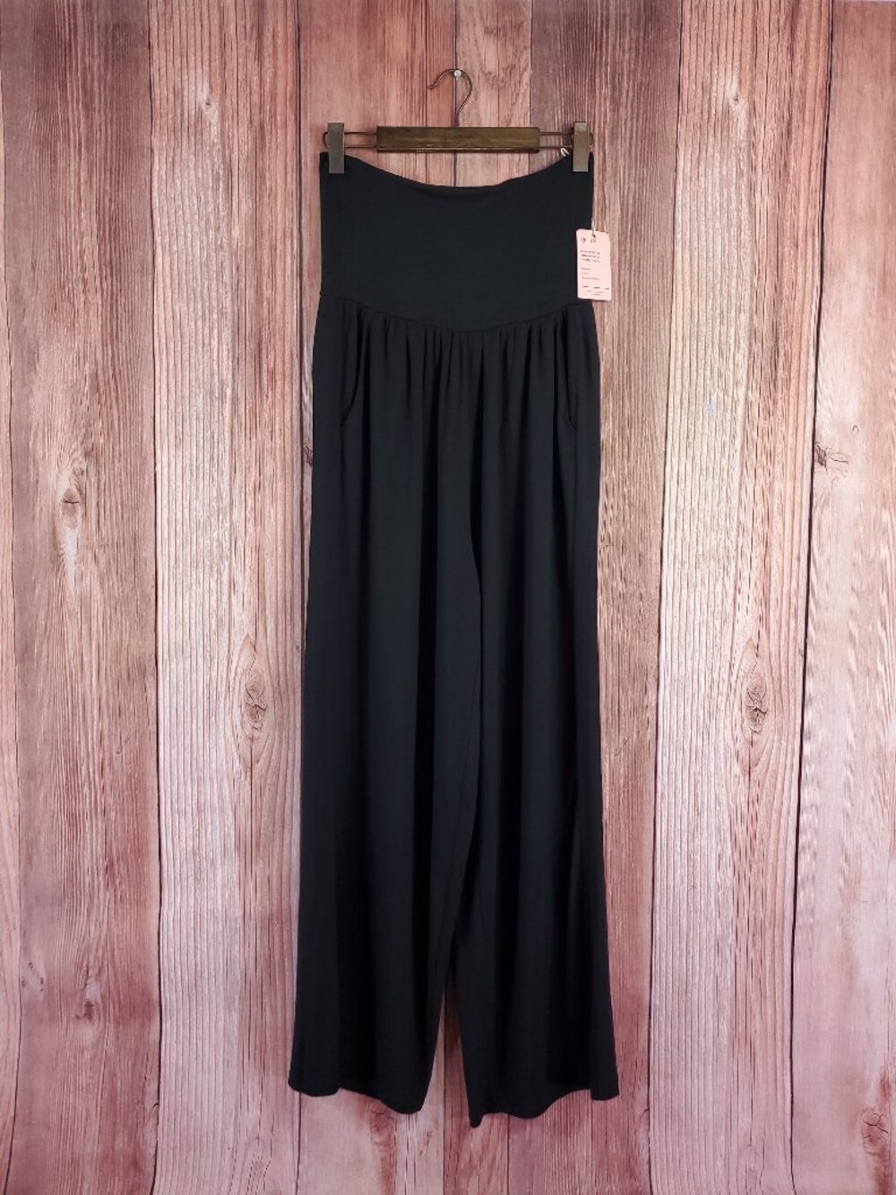 NWT Quince French Terry Modal Wide Leg Pants Womens Large High Waist Black